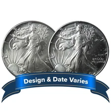 Lot of 2 - $1 American Silver Eagle 1 oz Random Year Impaired