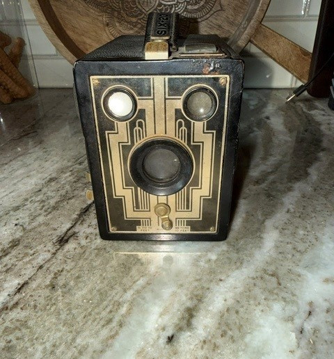 Vintage Kodak Six-20 Brownie Box Camera Art Deco Face