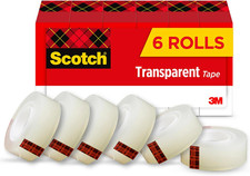 Scotch Transparent Tape, Clear Tape Engineered for Office and Home Use, 1 Inch C