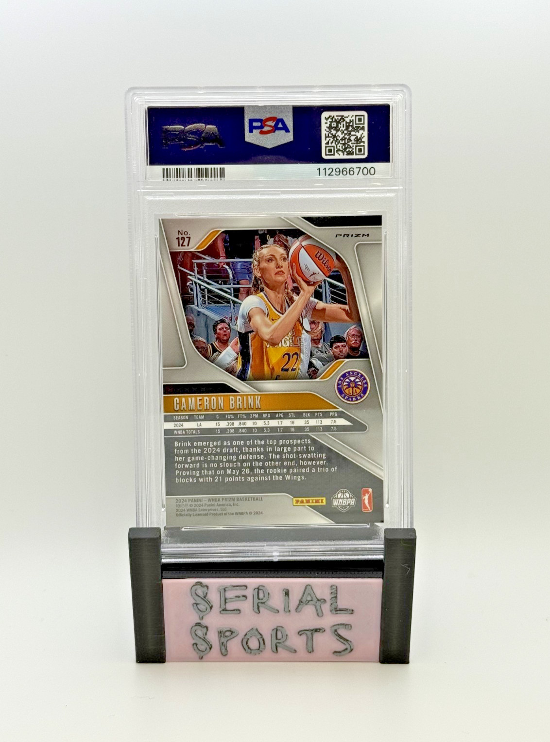Cameron Brink PSA 10 Rookie Card 2024 Panini Prizm WNBA #127 Orange Ice RC view 2