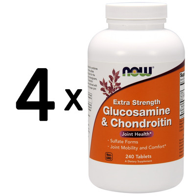 4 x NOW Foods Glucosamine & Chondroitin, Extra Strength - 240 (312,49 EUR/kg)