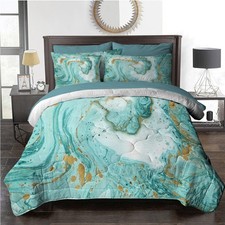 Green Marble Comforter Set 8 Pcs Turquoise Chic Girly Gold Marble Bed in A Bag