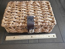 wicker storage basket with lid 11"x7"x4" Rustic, Cottage, Storage, Decorative