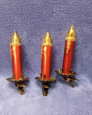 Vintage Glass Blown Red Christmas Tree Candles with Clips Set Of 3