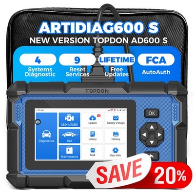  2026 TOPDON AD600S OBD2 Scanner Engine ABS SRS TPMS DPF EPB SAS Code Reader