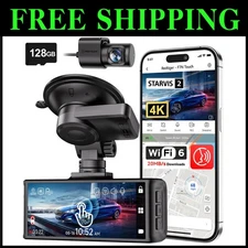 Dual Dash Camera 4K+1080P, Loop Recording, Parking Mode