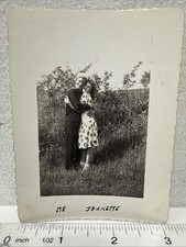 Vintage Snapshot Photo WWII US Navy Sailor in Uniform Embracing Girlfriend
