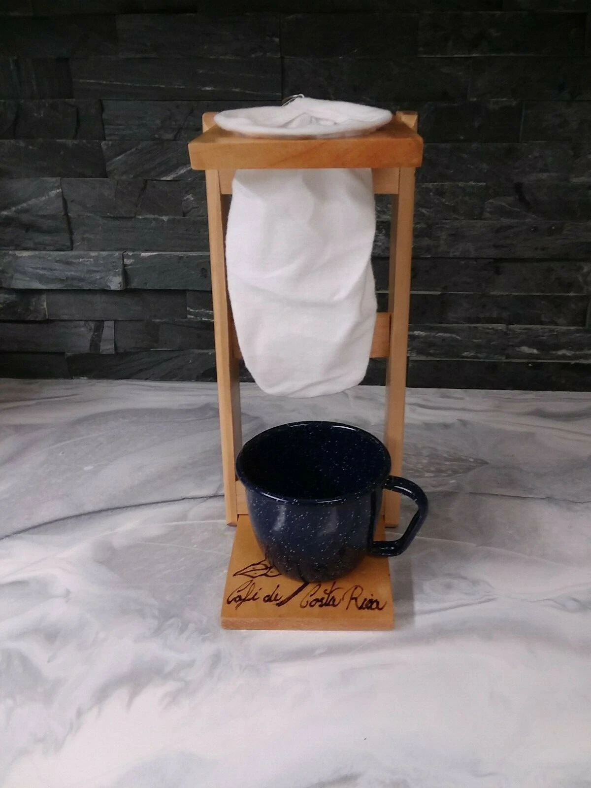 Chorreador; Costa Rican Handmade Foldable Wooden Stand Coffee Maker with Bag
