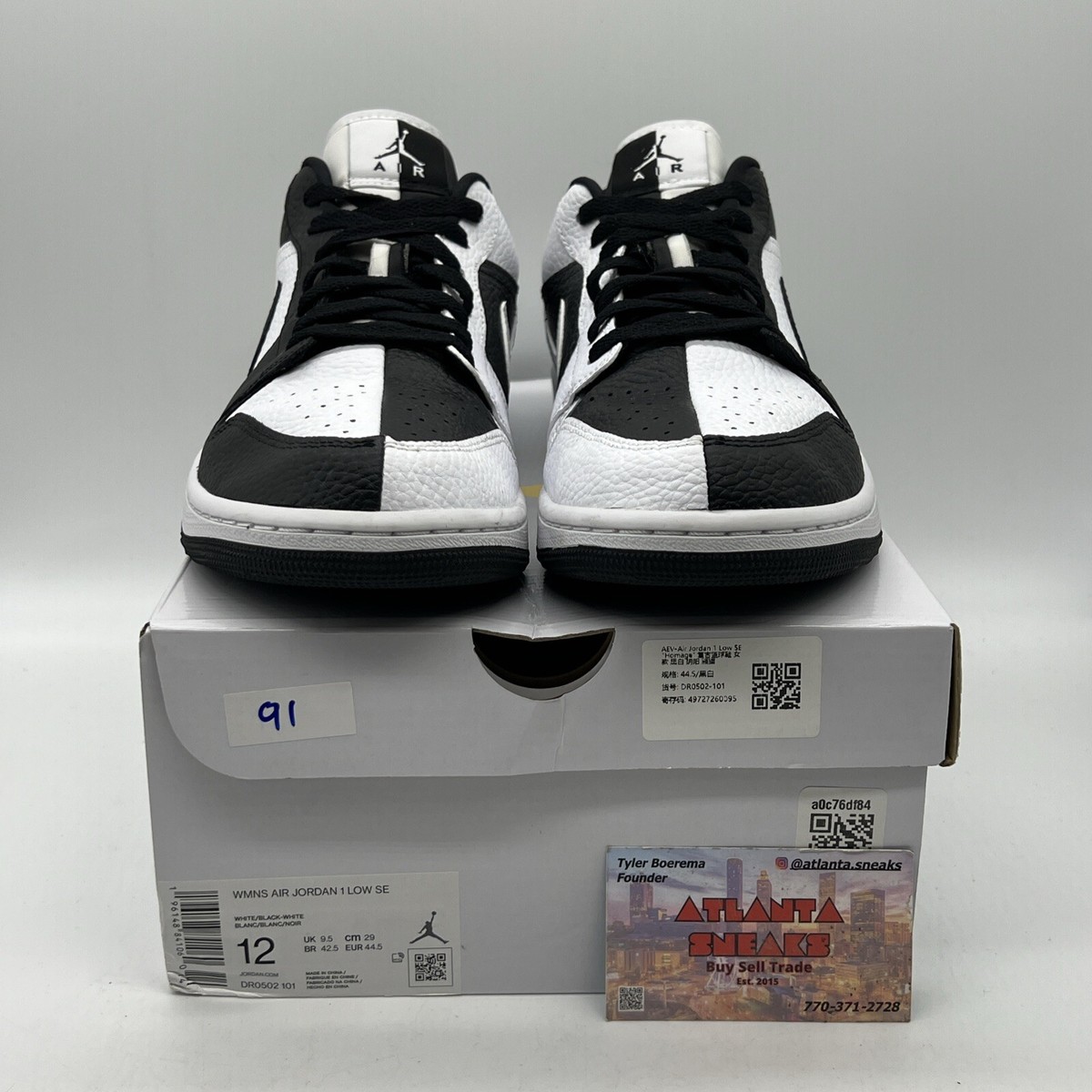 Size 12 - Air Jordan 1 SE Low Homage W Black White Leather | eBay