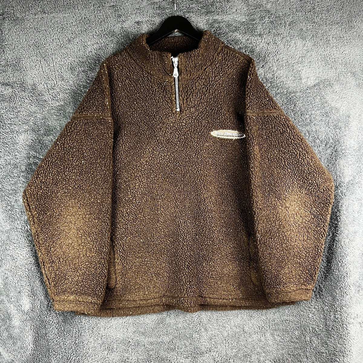 Headhunter Boardwear 1/4 Zip Fleece Jumper Pullover Brown Mens XL Surfwear  90s