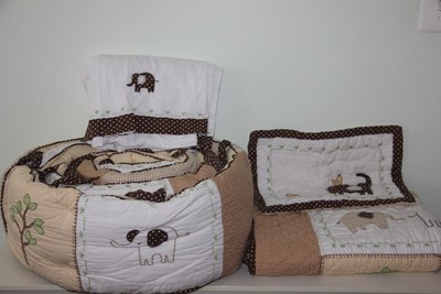 Pottery Barn Kids Baby Elephant Organic Bedding Set Quilt Bumper