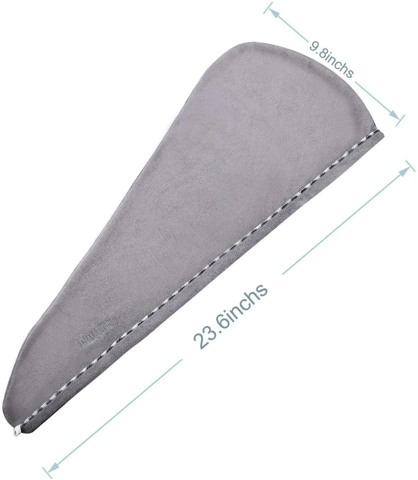 Paquete de 2 toallas envolventes de microfibra para secado de cabello para mujer - blancas y grises Foto 4 de 4