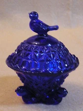 Blue Glass Bird Dish - Round