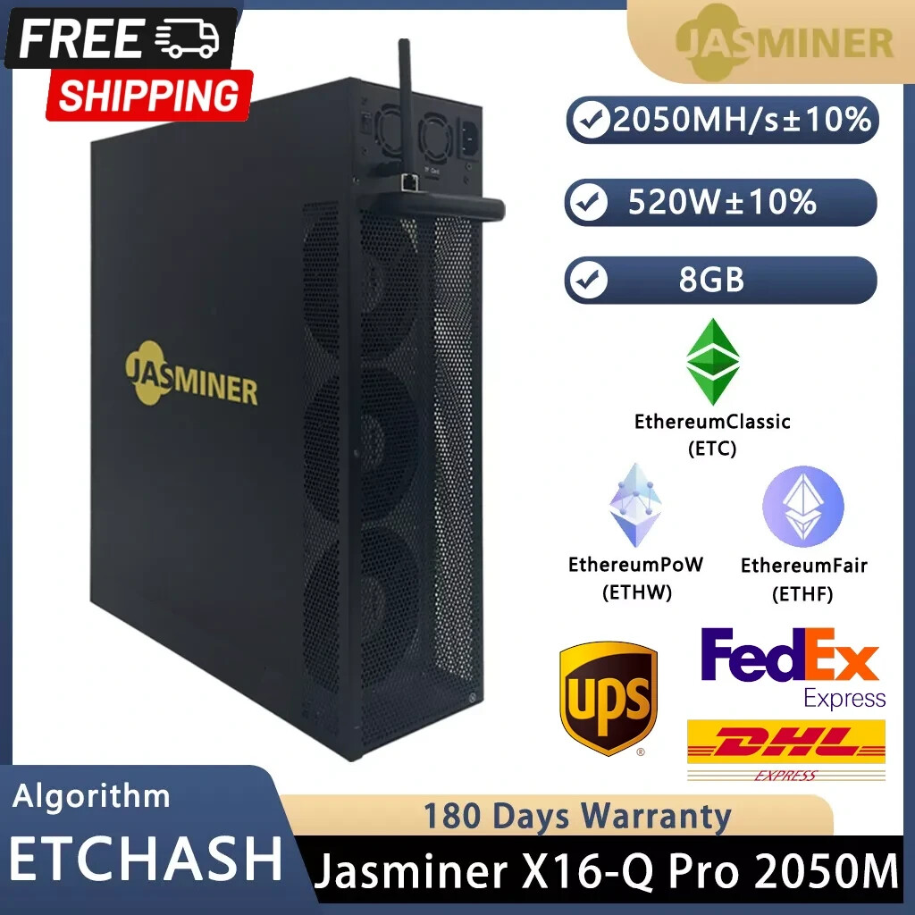 US Stock JASMINER X16-Q Pro 2050MH 520W 8G ETC 3U OCTA Miner Quiet WiFi with PSU