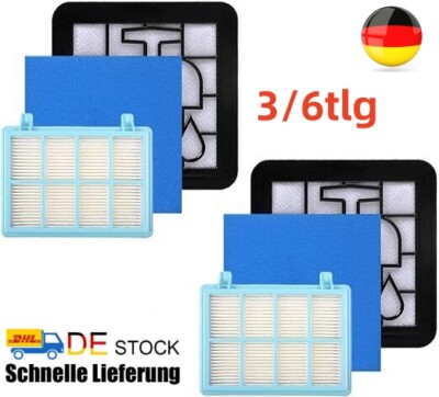 Filter-Set Ersatzfilter 6tlg für Philips PowerPro Compact und Active Staubsauger
