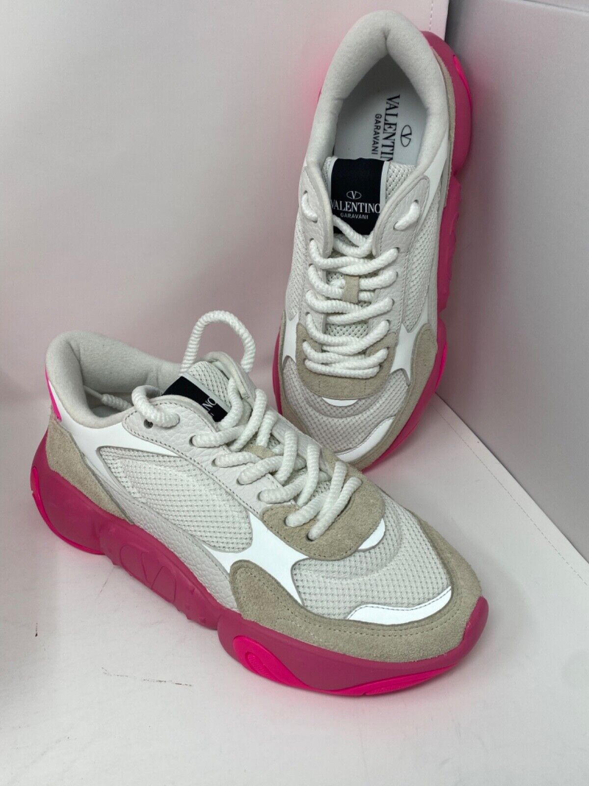 Valentino Garavani Bubbleback Mesh & Suede Chunky Sneakers Valentino Garavani Bubbleback Mesh & Suede Chunky Sneakers