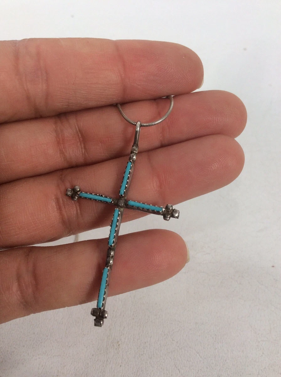 Native american turquoise cross pendant sale