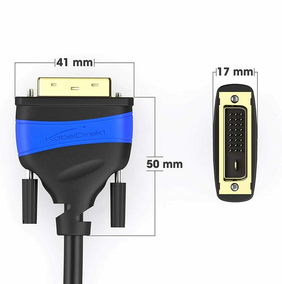 Dual-Link DVI Cable DVI-D 24+1 1080p Full HD 3D KabelDirekt Length 3m - Image 4 of 4