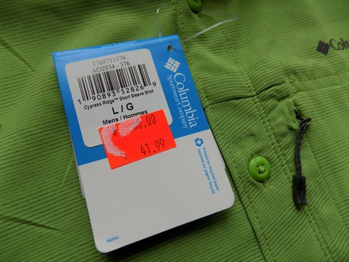 NEW COULUMBIA Sportswear Mens SZ LARGE Button Front Poly Shirt Solid Green NWT - Picture 4 of 7