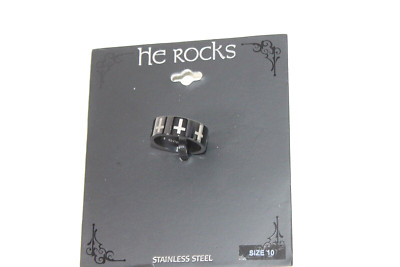 He Rocks Jewelry Ring black stainless steel cross design size 12 Men's