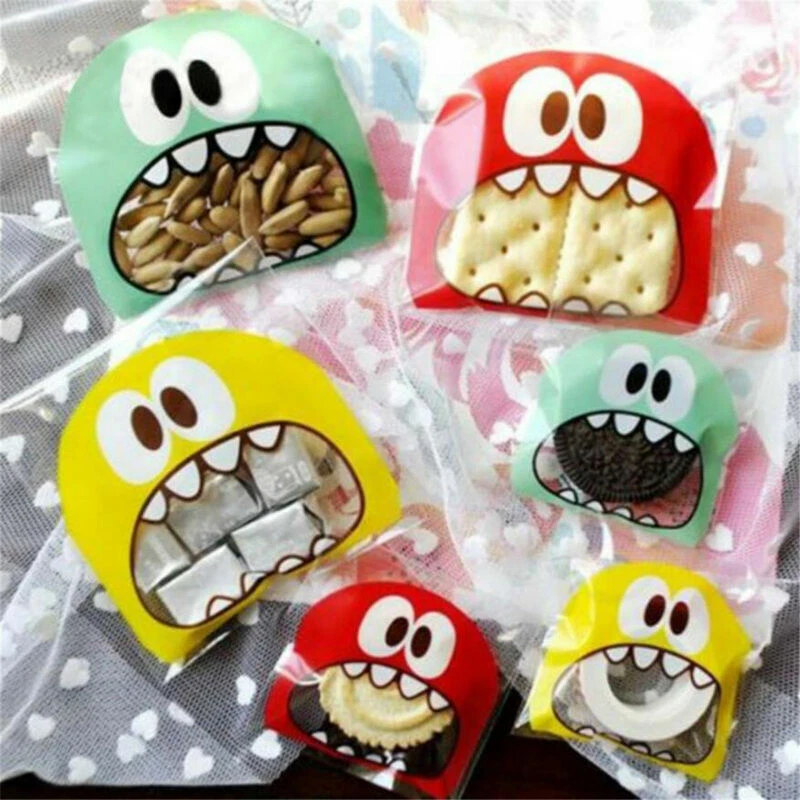 100件装S/L饼干甜袋自粘大提琴礼品美食家密封零食袋 — 第 2/4 张图片