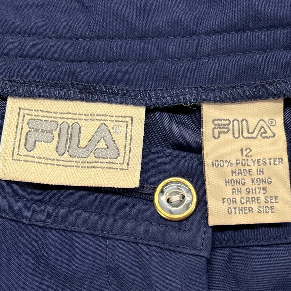 Pantalones Cortos Chinos Plisados Fila De Colección Para Mujer 12 Azul Marino Elástico Cintura Trasera Lateral Foto 2 de 4