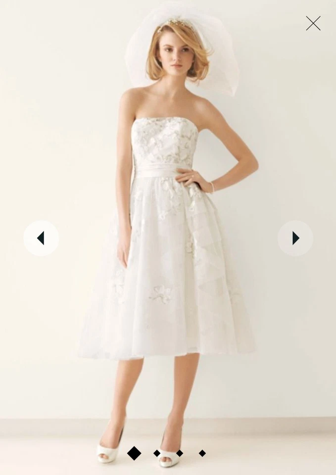 David's Bridal Melissa Sweet Tea Length Strapless Wedding Dress Style Ms 251047 - Image 3 of 4