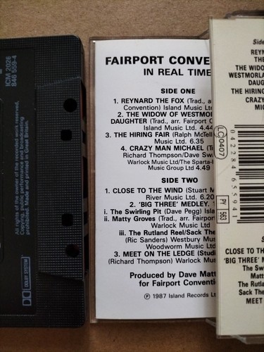 Fairport Convention - In Real Time Live original 1987 Island Records Cassette - Picture 3 of 4