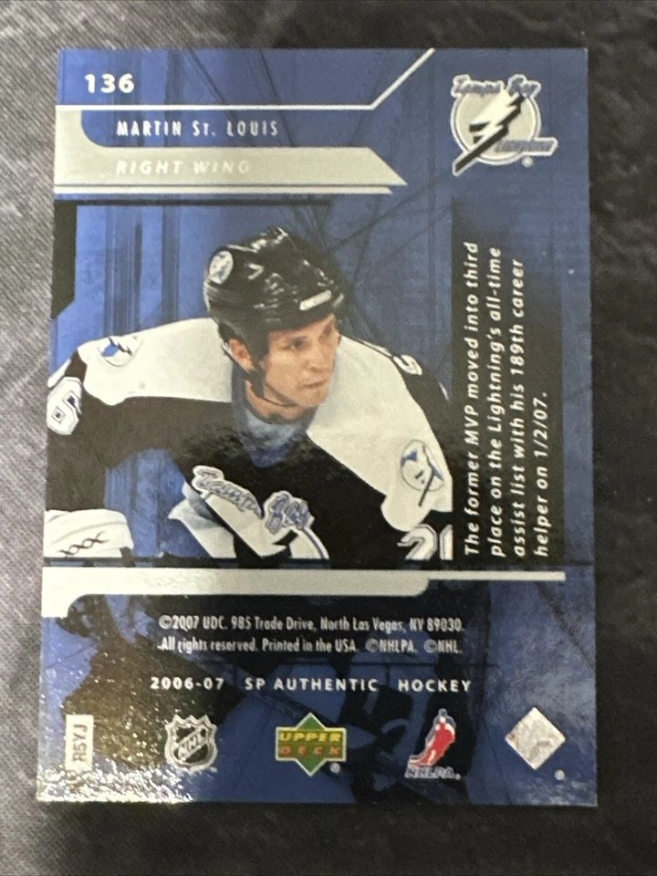 2006-07 SP Authentic SP Notables 136 Martin St. Louis Tampa Bay Lightning - Image 3 of 3