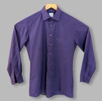 OLYMP LUXOR Mens Slim Line Modern Fit Dress Shirt Purple Cotton 16 / 41 EUC