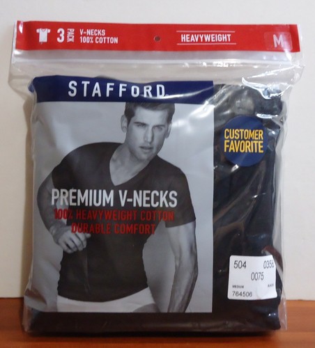 100% Cotton V-Neck T-Shirt Black 