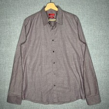 Hugo Boss Shirt Men's L Red Striped Slim Fit Button Up Red Tag