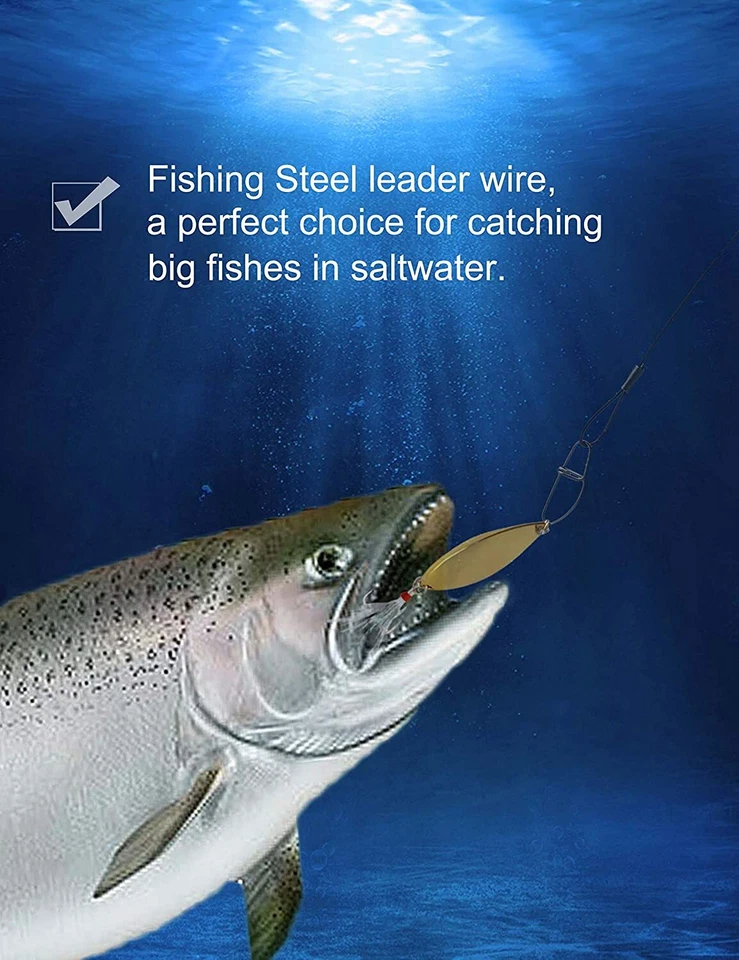 Línea de cables de pesca de acero inoxidable 19,68 pulgadas 125 lb broches de presión de alta resistencia 20 piezas Foto 4 de 4