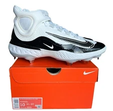 Nike Alpha Huarache Elite 4 Mid Size 8-13 Baseball Cleats White/Black FD2744-101