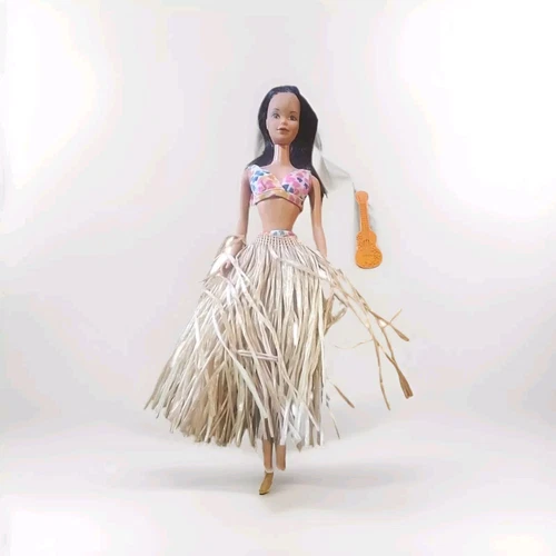 VTG 1975 Hawaiian Barbie Steffi Face Mattel Doll, Swimsuit, Hula Skirt, Ukelale