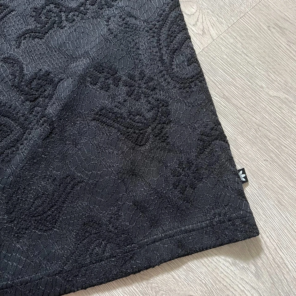 Adidas Embroidered Lace Floral Black Front Logo Tank Dress Sz S - Image 4 of 4