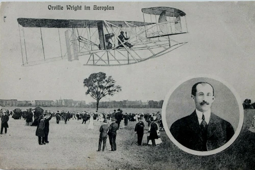 2171 AK Airplane Builder Orville Wright In The Aeroplane 1909 Aviation