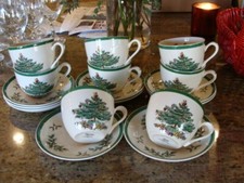 EUC Spode England Christmas Tree Coffee Tea Cup and Saucer Set 1 cup 1 saucer
