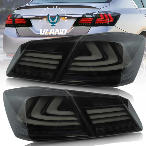 SMOKE Full LED Tail Lights For Honda Accord 9th Gen Sedan 2013-2015 w/Sequential