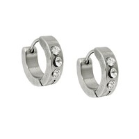 Creolen 12X4Mm Klappcreolen Ohrringe GläNzend Mit WeißEn Zirkonia Edelstahl