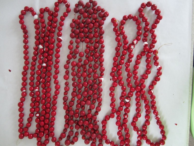 Lot of 2 - Artificial RED BERRY Garland Rope Strands Christmas Crafts Holiday  