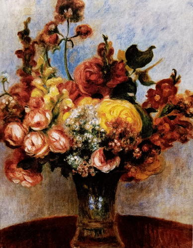 Art Greeting Card Renoir Flowers Vase France Vintage Style