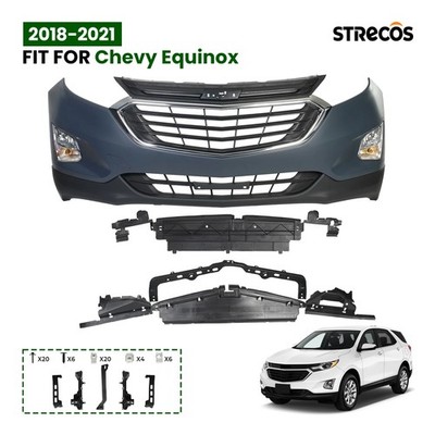 Front Bumper Cover Grille Assembly Kit For 2018-2021 Chevy Equinox w/ Fog Lights