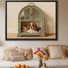 Cavalier King Charles Spaniel Oil Painting Canvas Vintage Wall Art Decor