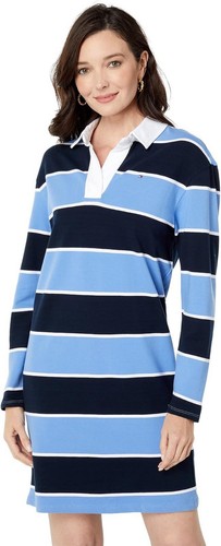 Tommy Hilfiger Women's Striped Long Sleeve Rugby Sportswear Dress