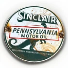 VINTAGE 6” SINCLAIR DINO PENNSYLVANIA MOTOR OIL PORCELAIN METAL PUMP SIGN