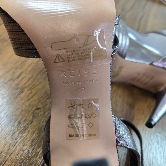 Reiss Garbo Metallic Leather Strappy Leather Heels Nwob image 3