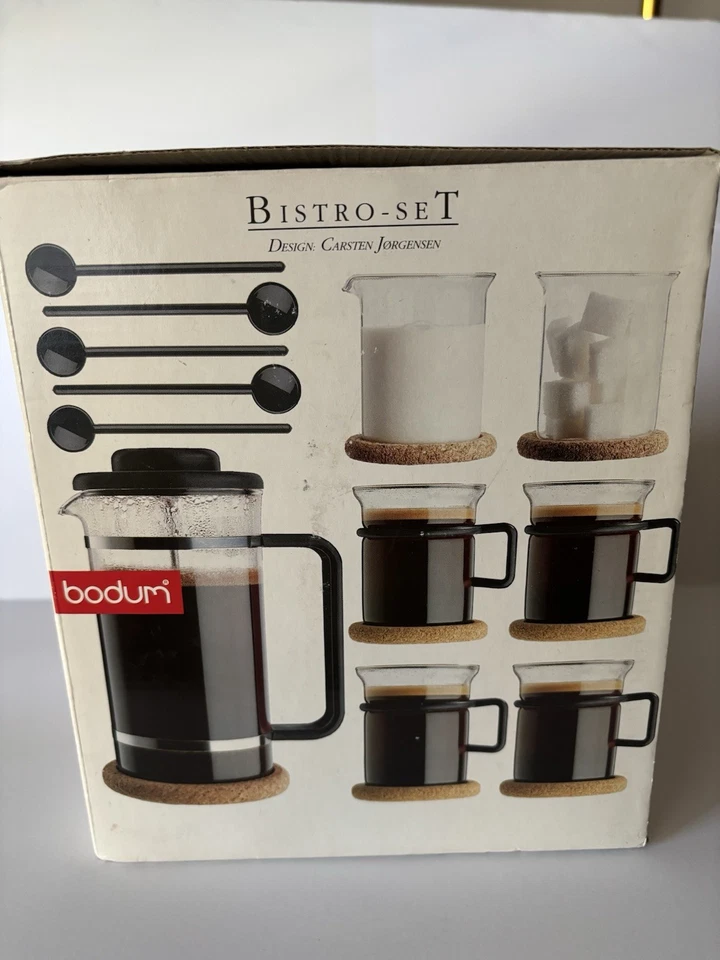 Vtg NEW Bodum 12 Piece Carsten Jorgensen Bistro French Press Cups Sugar Creamer - Image 3 of 4