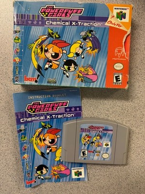 vtg Power Puff Girls N64 Chemical X-traction Game Cartridge in Box tested