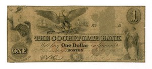 1852 $1 The Cochituate Bank - Boston, MASSACHUSETTS Note